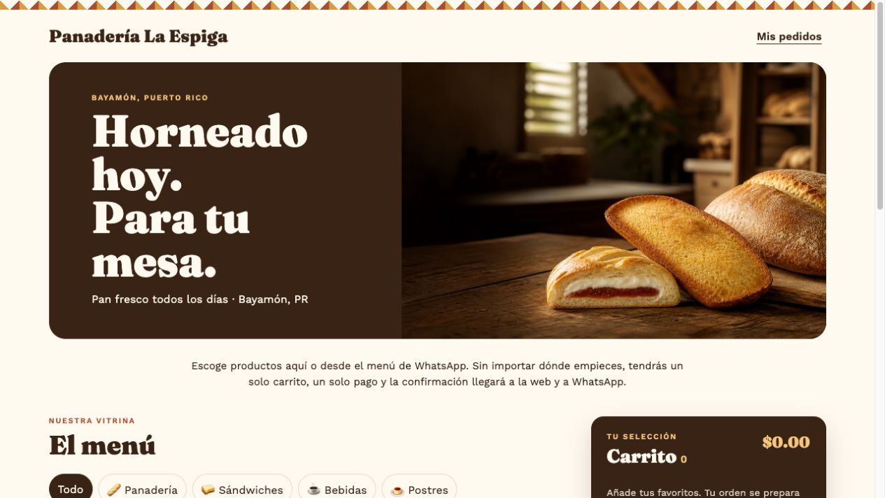 Menú web de OrdenaYa